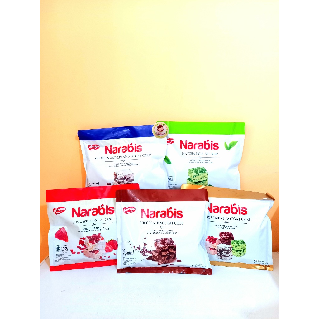 

.Snack Import | Narabis Nougat Crisp 200 gr Assorted Strawberry Matcha Chocolate Cookies Cream (SCP)