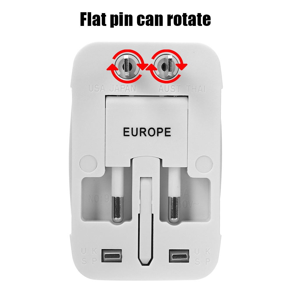 AITO SN02 Universal Travel Adaptor Internasional With Dual USB Port Universal Adaptor Colokan Listrik Colokan Adaptor