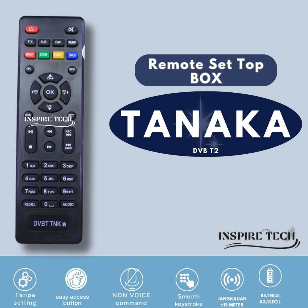 Remot Remote STB Set Top Box Dvb-T2 Tanaka Bodi besi Type Lama