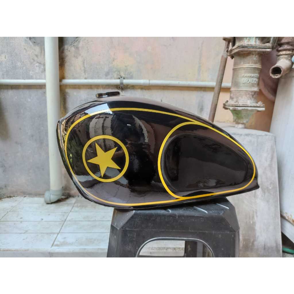 Tangki Cat Motor japstyle Warna Hitam Custom Triumph Japstyle Bratstyle Copper Bobber Harley