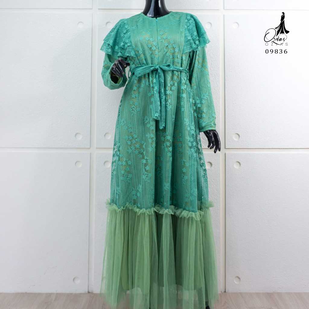 Ozias - Gamis Brokat Garden Lace 09836 Ld 105-hijau