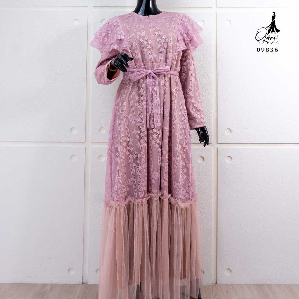 Ozias - Gamis Brokat Garden Lace 09836 Ld 105-pink baby