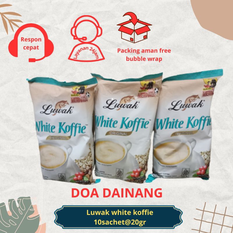 Luwak white koffie, white koffie, luwak white coffee, luwak white koffie renceng isi 10 sachet @20gr