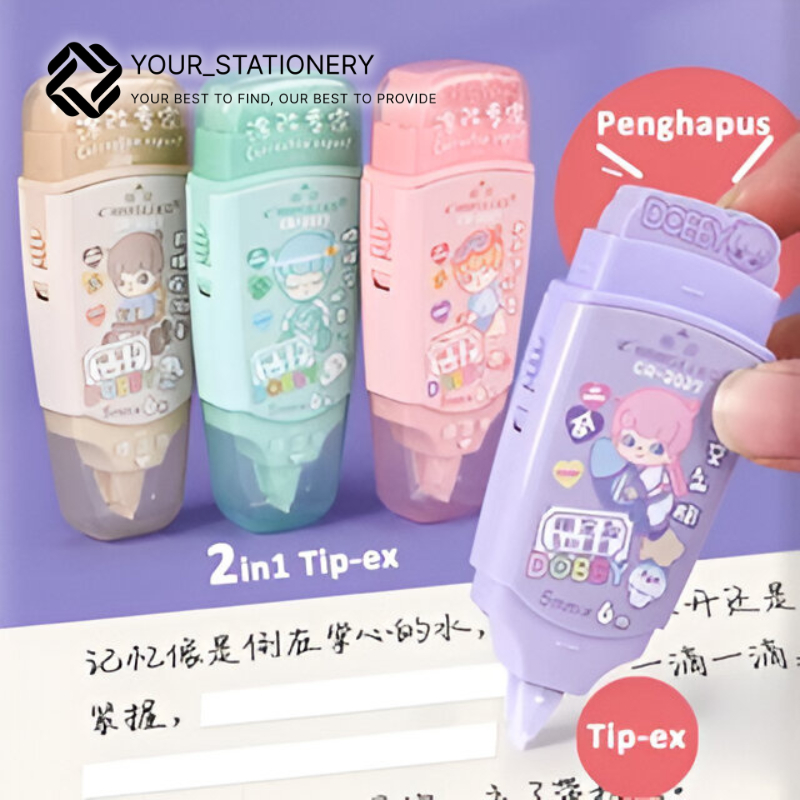 

[Your_Stationery] Tip-Ex dan Penghapus 2 in 1 Multi-Fungsi/ Correction tape & Eraser 2 in 1 Multi-Function