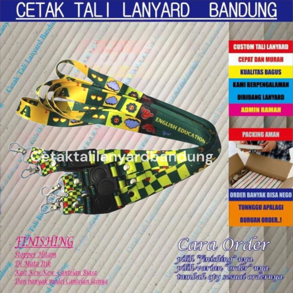 Lanyard id card custome printing sublim 2 cm cetak 2 sisi/cetak tali lanyard id card  printing 2 cm desain bebas/tali lanyard id card custome/gantungan id card custom