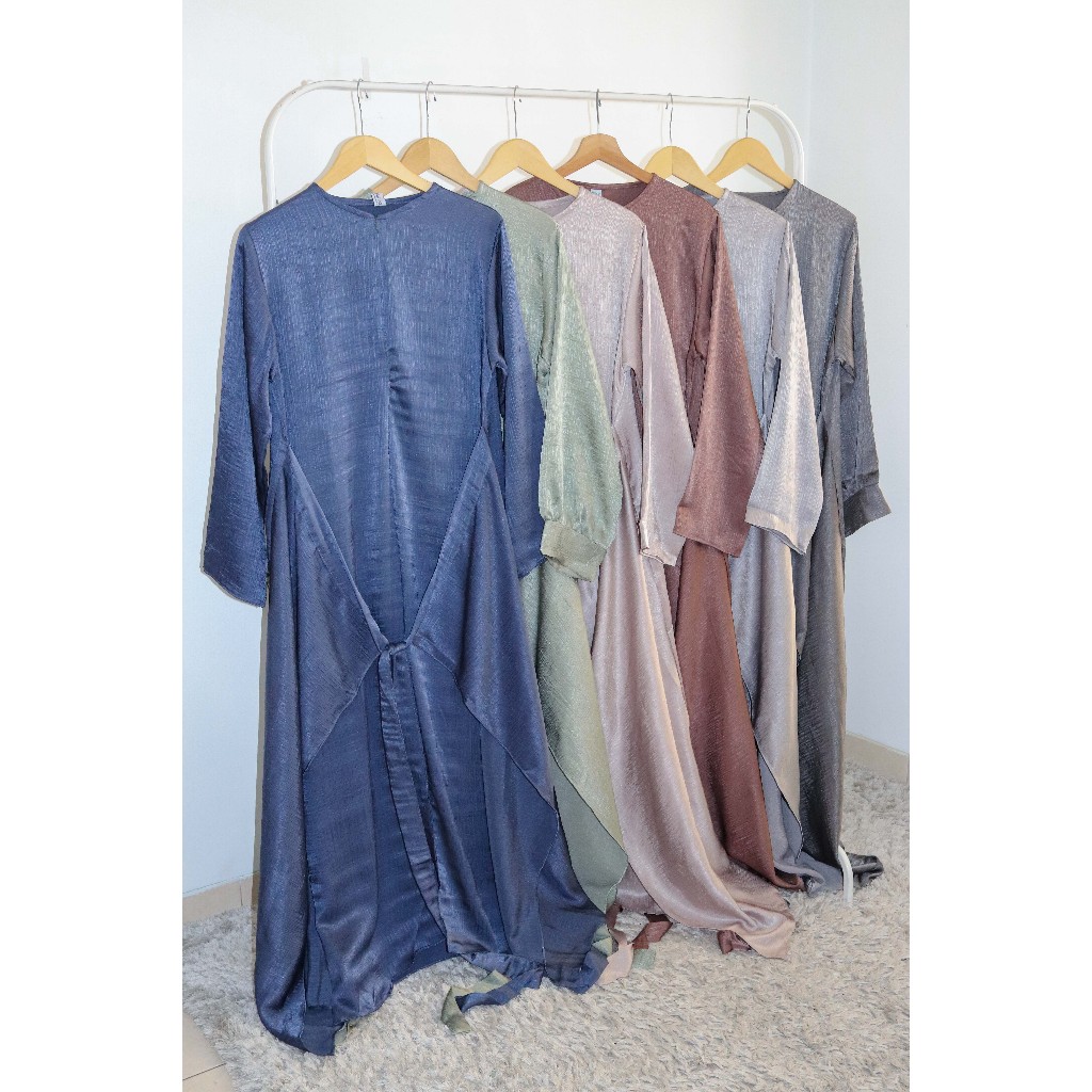 STYLED.ID Nadine Dress Abaya Bahan Silky Shimmer 2in1 Look -Dress Wanita-Abaya Turkey-Gamis Kekinian