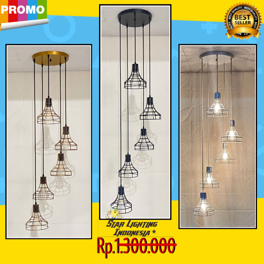 Lampu Gantung Hias Vintage 5 in 1