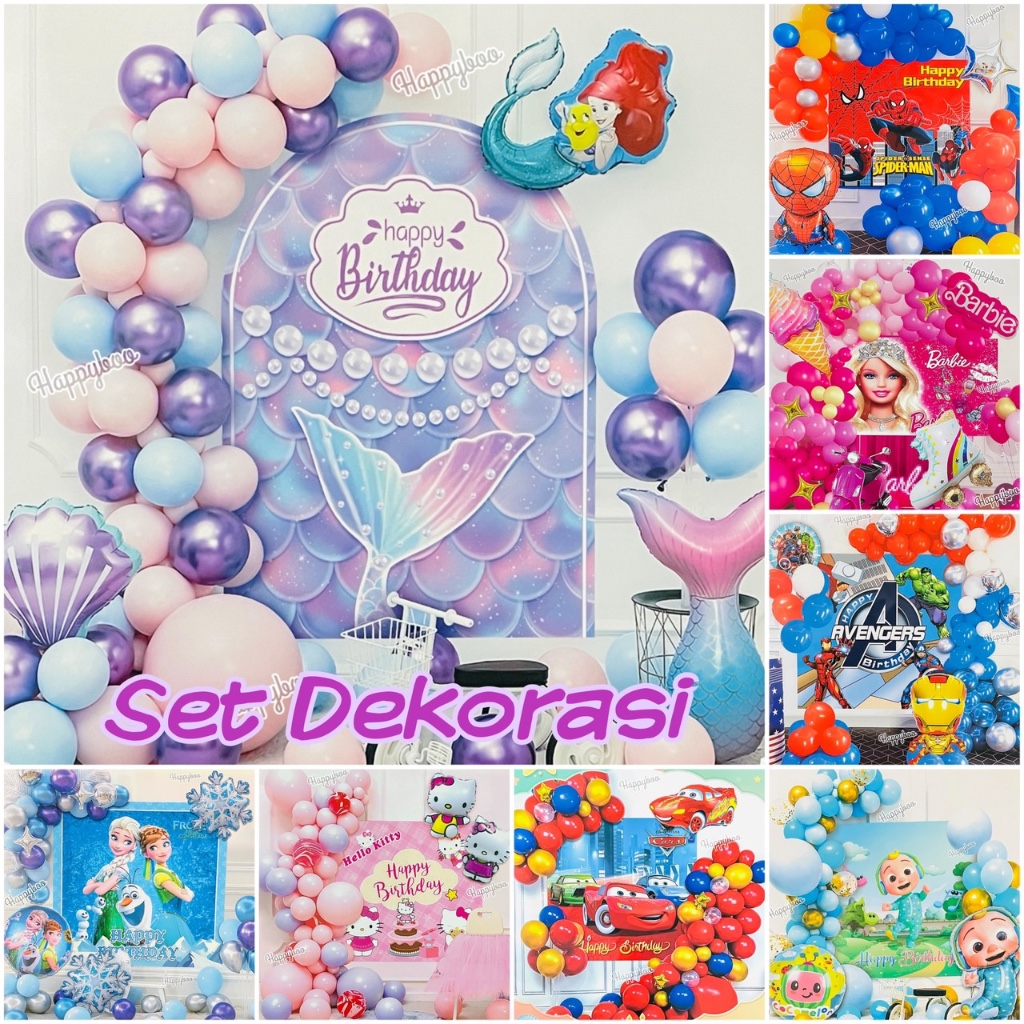 paket ulang tahun Set dekorasi pesta ulang tahun komplit karakter avenger  spiderman frozen hello ki