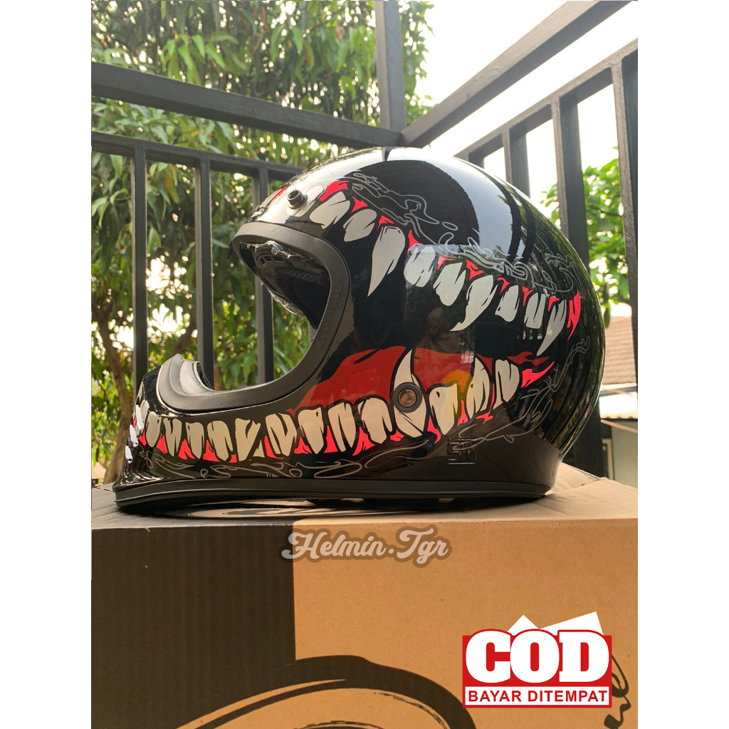 HELM CAKIL JP SIGNATURE VENOM BLACK METALIC ORIGINAL REAL PICT & VIDEO 100%