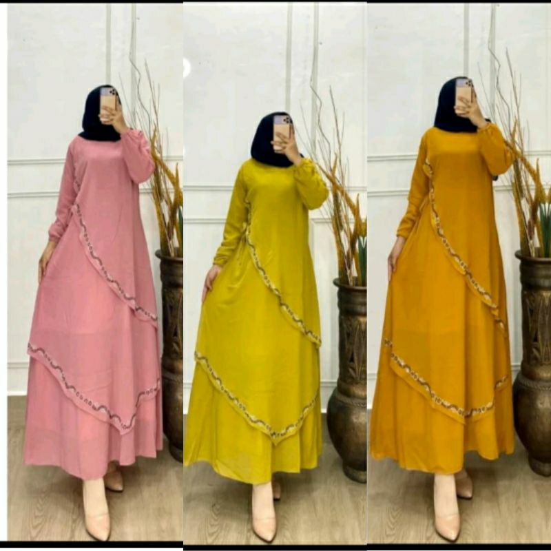 Gamis ceruty gamis kimono gamis wanita gamis 5L by:Yulia hd