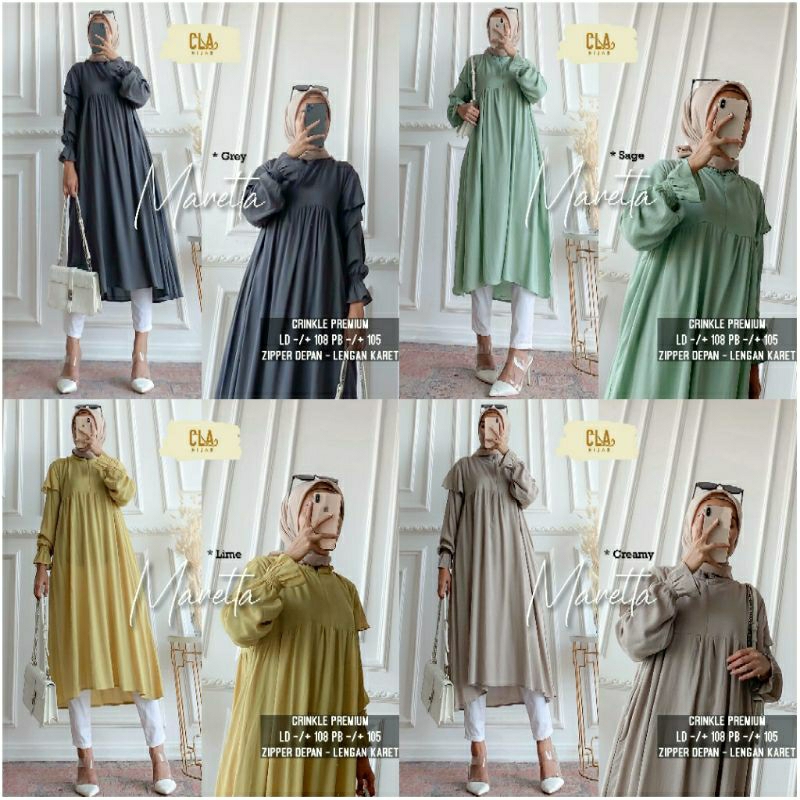Maretta Tunik original CLA HIJAB // 14.10 Atasan wanita crinkle Wirflow Premium Busui Terbaru best s