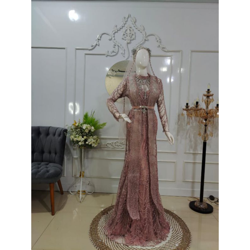 gaun pengantin slim rose gold murah