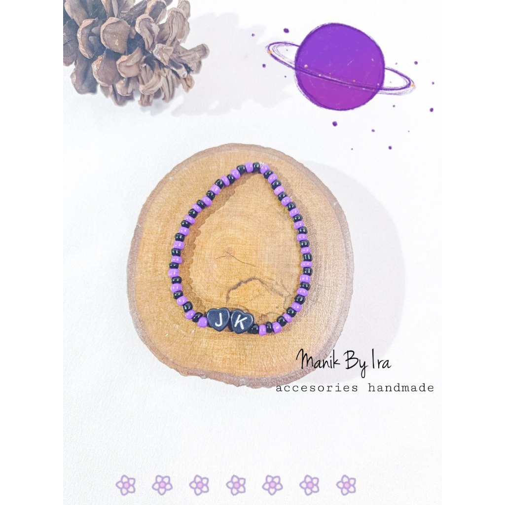 GELANG MANIK BEADS RING KOREA INISIAL HURUF