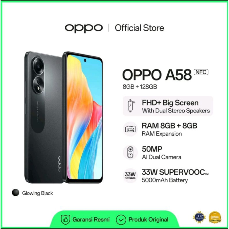 HP Oppo A58 NFC 8 GB/128GB[8GB+8GB RAM Expansion,5000mAh