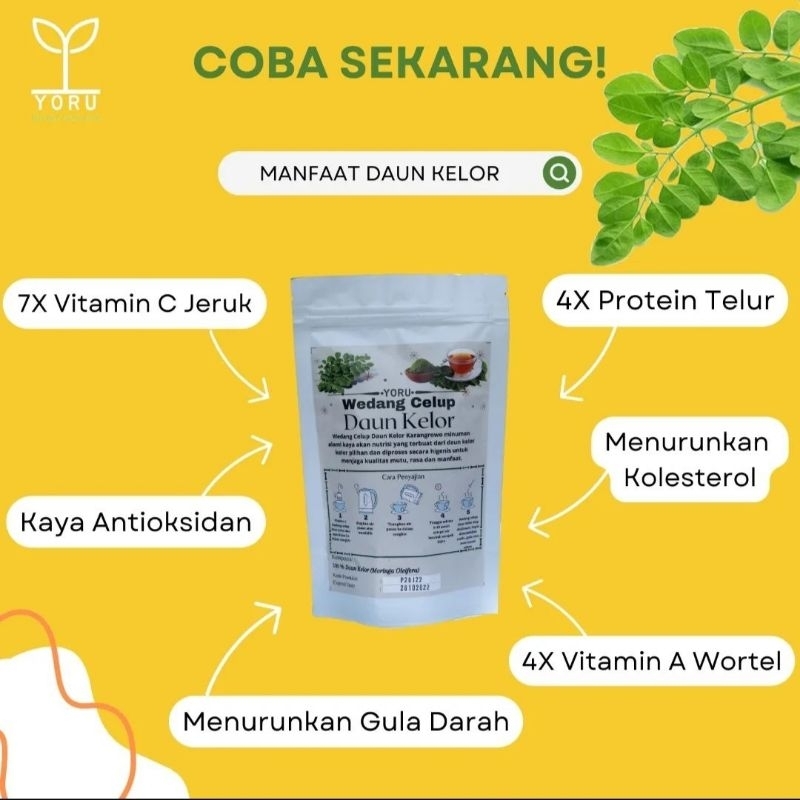 

BUBUK DAUN KELOR (WEDANG TEH DAUN KELOR) 100% Alami Organik dari Yoru Indonesia