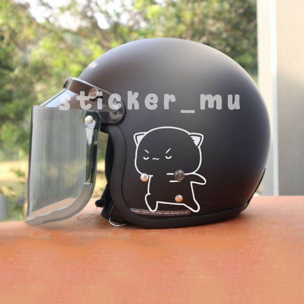Sticker helem kucing / sticker cutting gambar kucing / sticker helem karakter kucing
