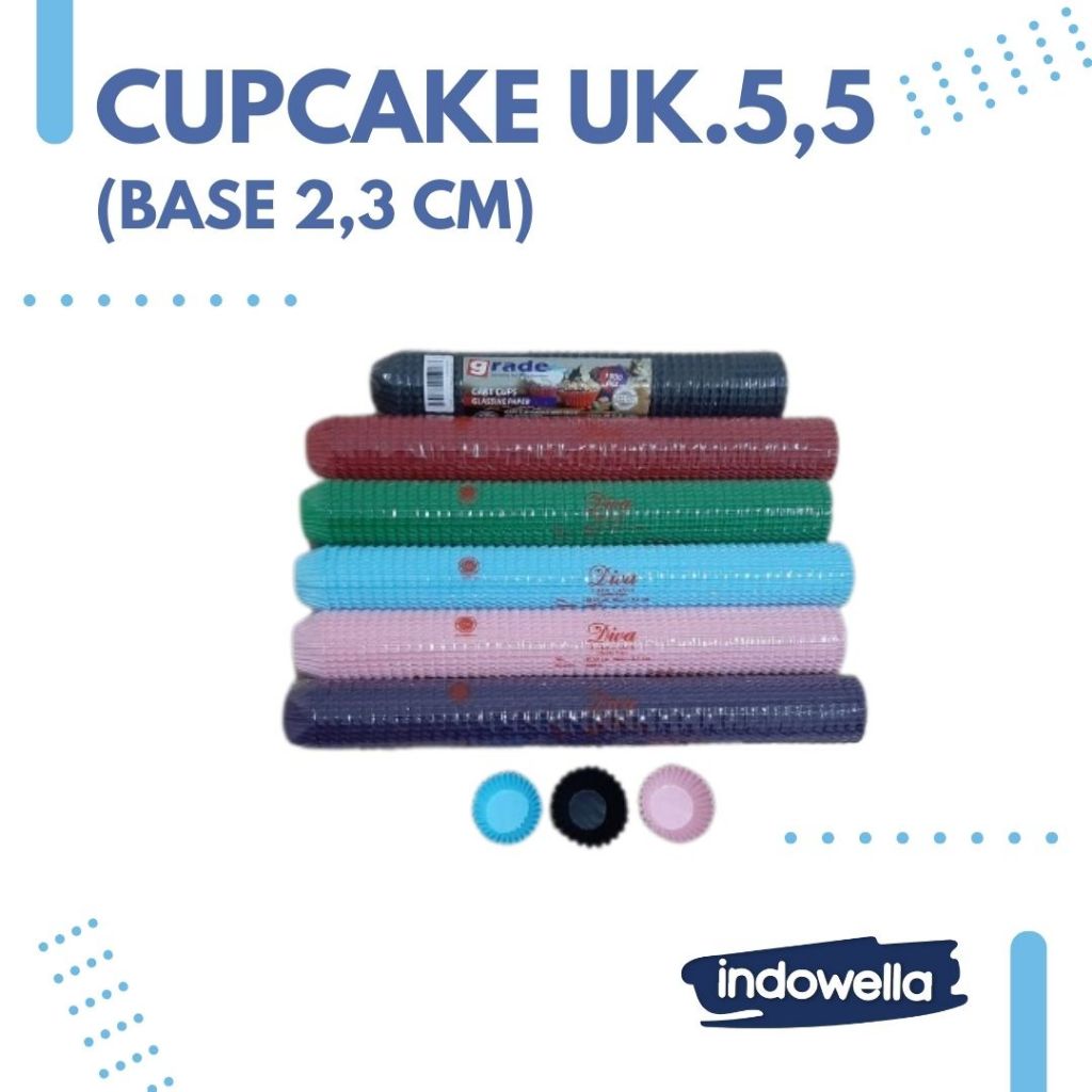 CUPCAKE GLASSINE WARNA UK.5,5 BASE 2,3 DIVA  / CUPCAKE HITAM UK.5,5 GRADE  / CUPCAKE PUTIH UK.5,5 GR