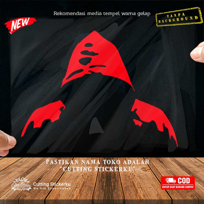 Cutting Stiker Anonymous Hoodie Variasi Motor Mobil Sticker Timbul Keren Nyala Dasbor Spakbor Visor 