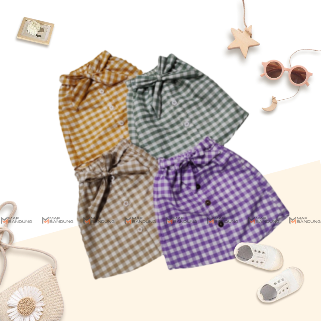 ROK SPAN  KOTAK-KOTAK KACING ANAK PEREMPUAN korea fashion