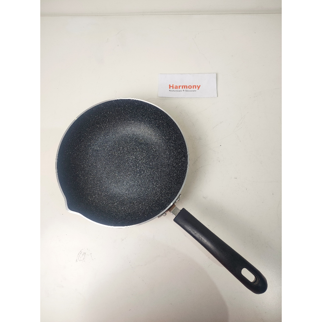 Delfiro Wok Marble 24 cm Wajan Gagang Penggorengan Tebal Anti Lengket