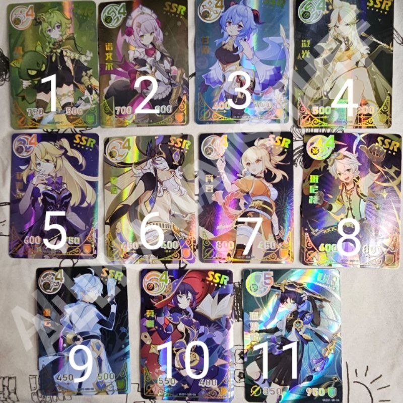Kartu Koleksi Genshin Impact SSR UR Holo | Ganyu Keqing Lisa Bennett Sucrose Mona Eula Childe Chongy