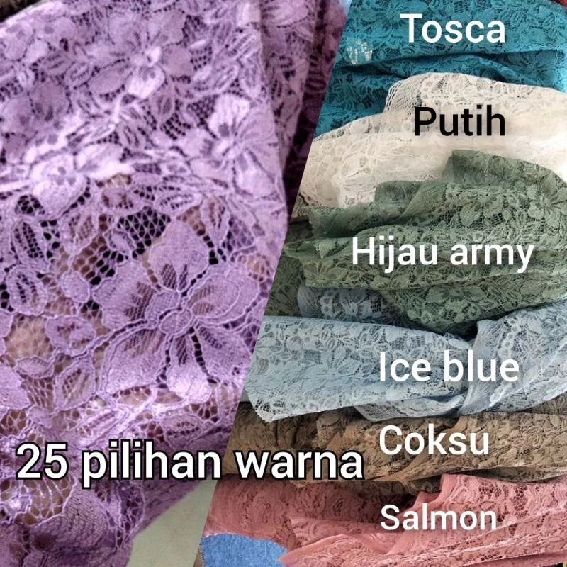 Kain Brukat Meteran Bahan Kebaya Halus Lace Meteran, Kain Bahan Kebaya Brukat Meteran Halus Berkuali