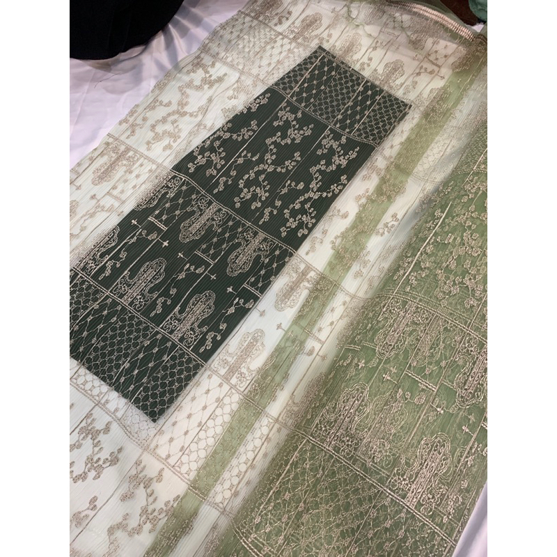 Tille Plisket Bordir motif / Bahan Kain Tille Plisket Bordir motif