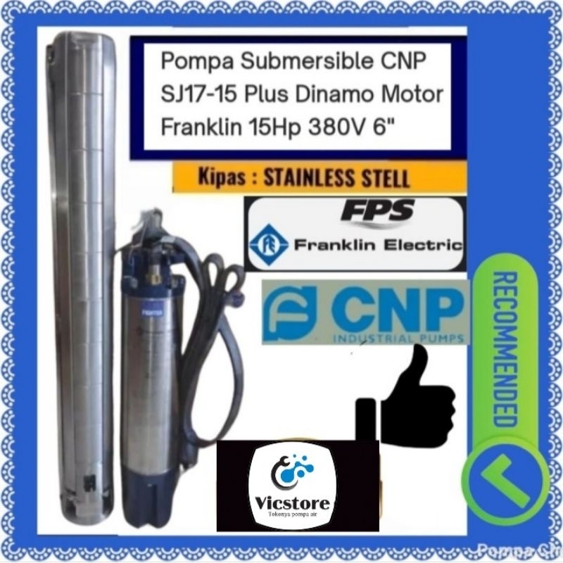 Pompa submersible cnp sj17-15 plus dinamo motor franklin 15hp 380v 6"