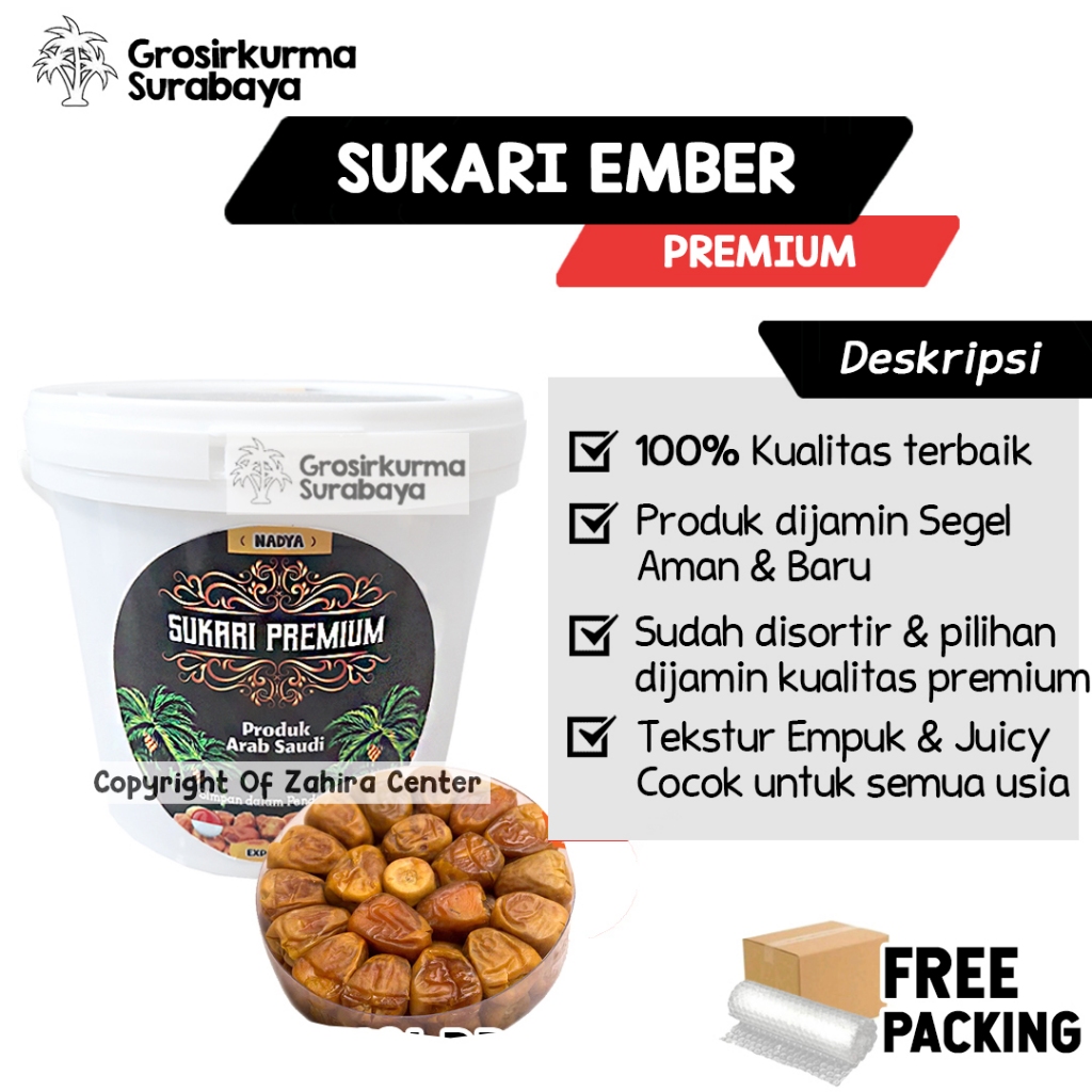 

Kurma Sukari Ember 850gr Premium Timba Sukari Al Qaseem Al Qosim Al Qassim Original Premium Grade A