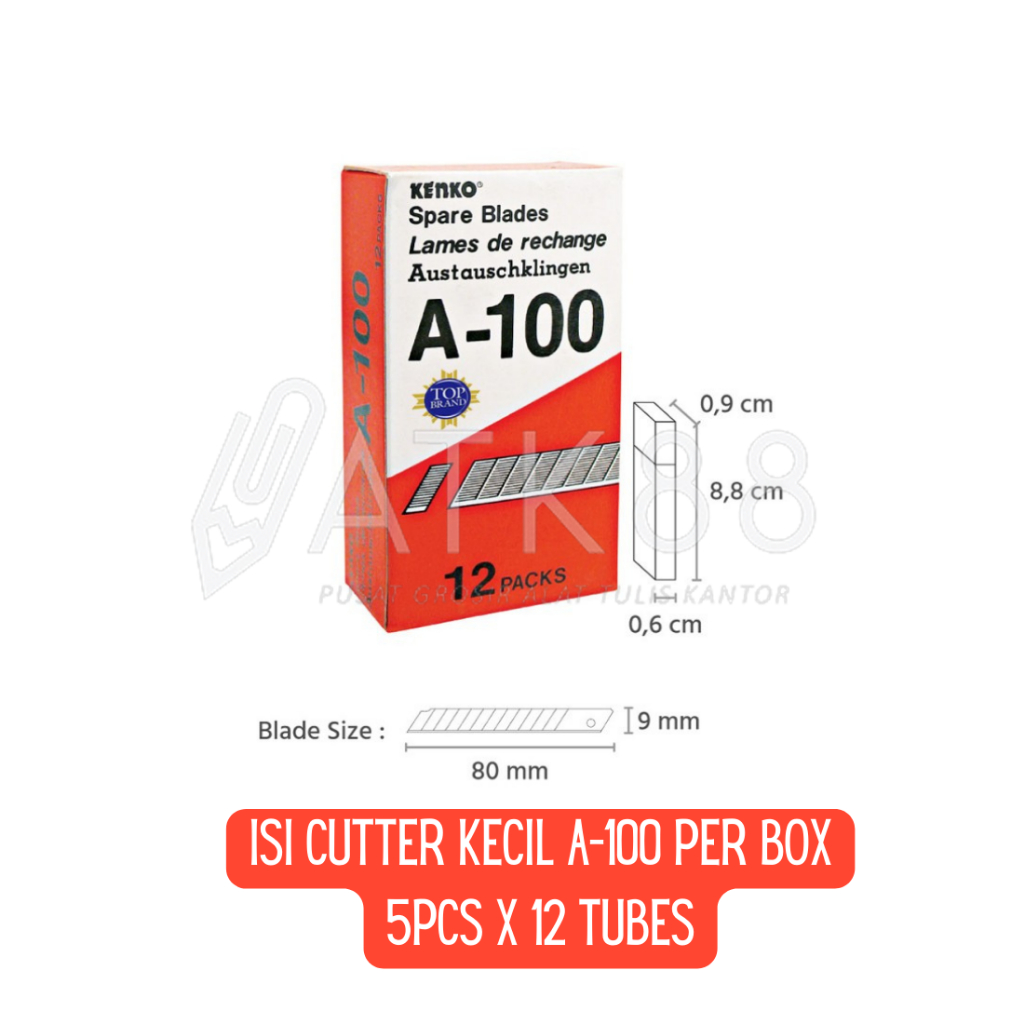 

1 BOX KENKO A-100 (9 Mm) Cutter Blade Refill Isi Pisau Pemotong