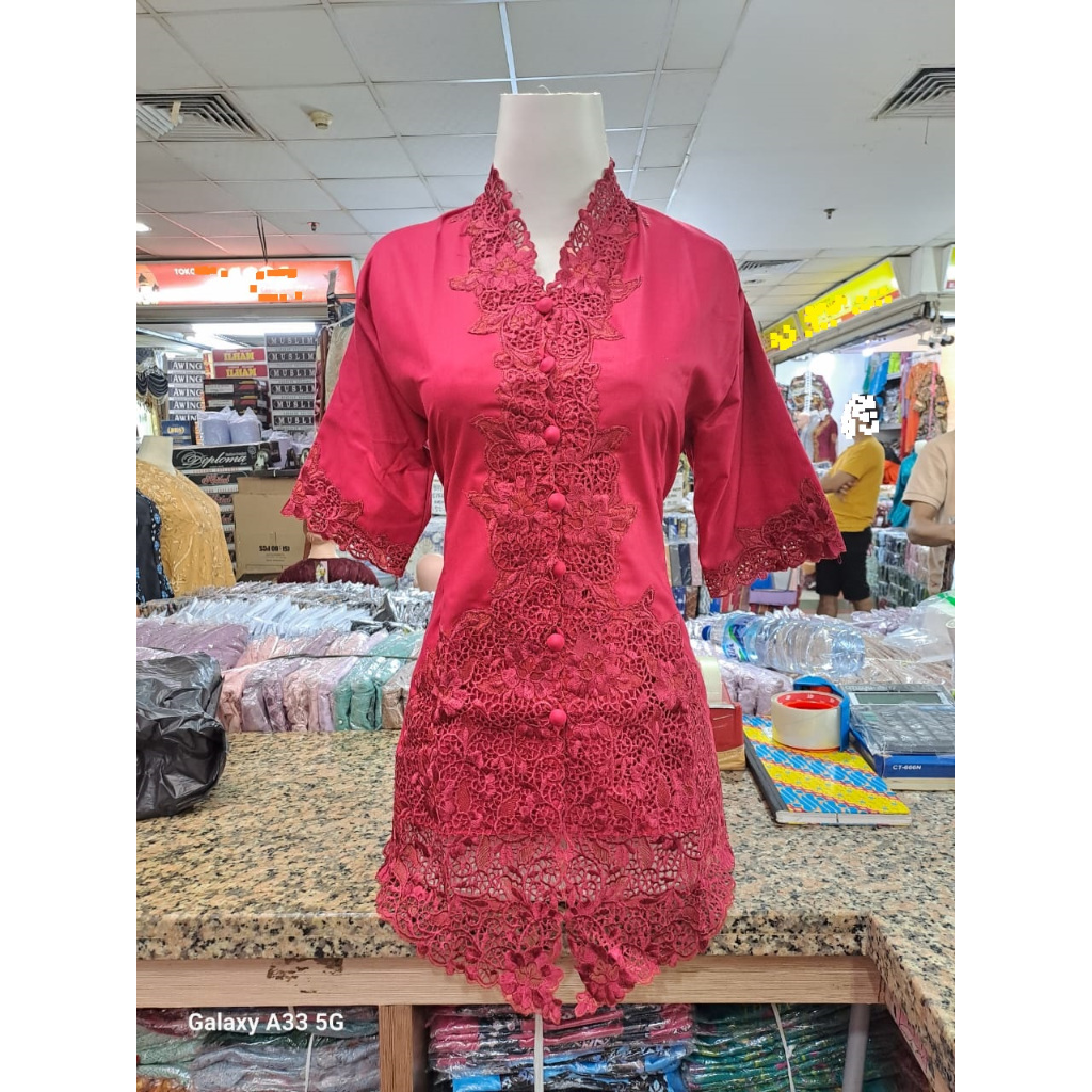 Atasan Kebaya Remaja Encim Bordir Lengan Pendek Bordir Senada Kebaya Encim Modern Remaja Jumbo