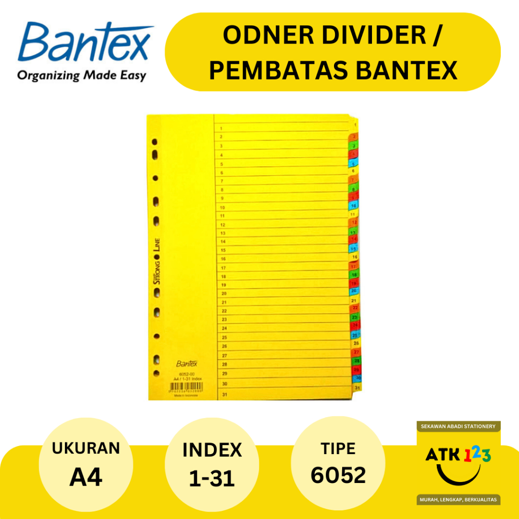 

Pembatas Binder / Divider Merk Bantex Index No. 1-31