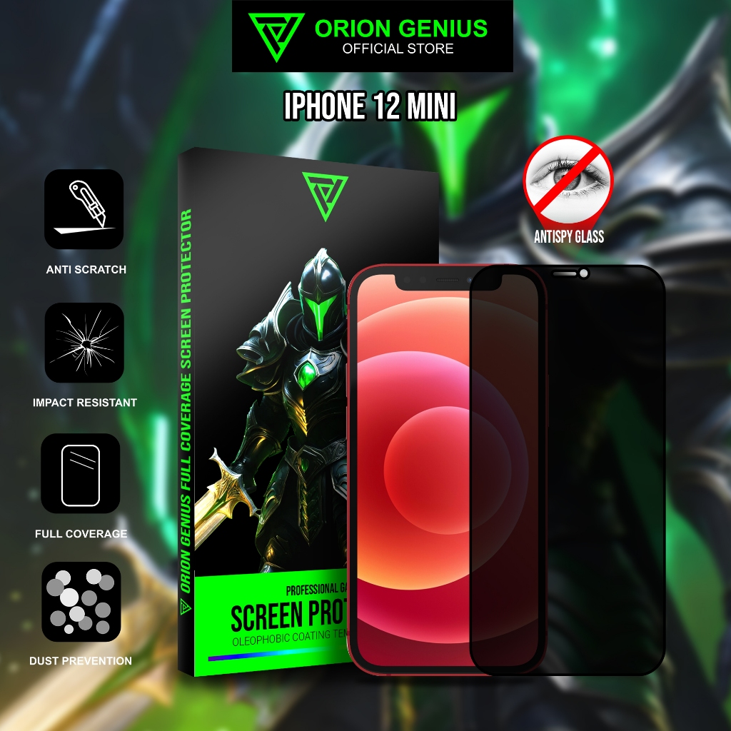 Orion Genius Tempered Glass Gaming Anti Spy Privacy AntiGores Antispy Untuk Iphone 12 MINI Fullcover