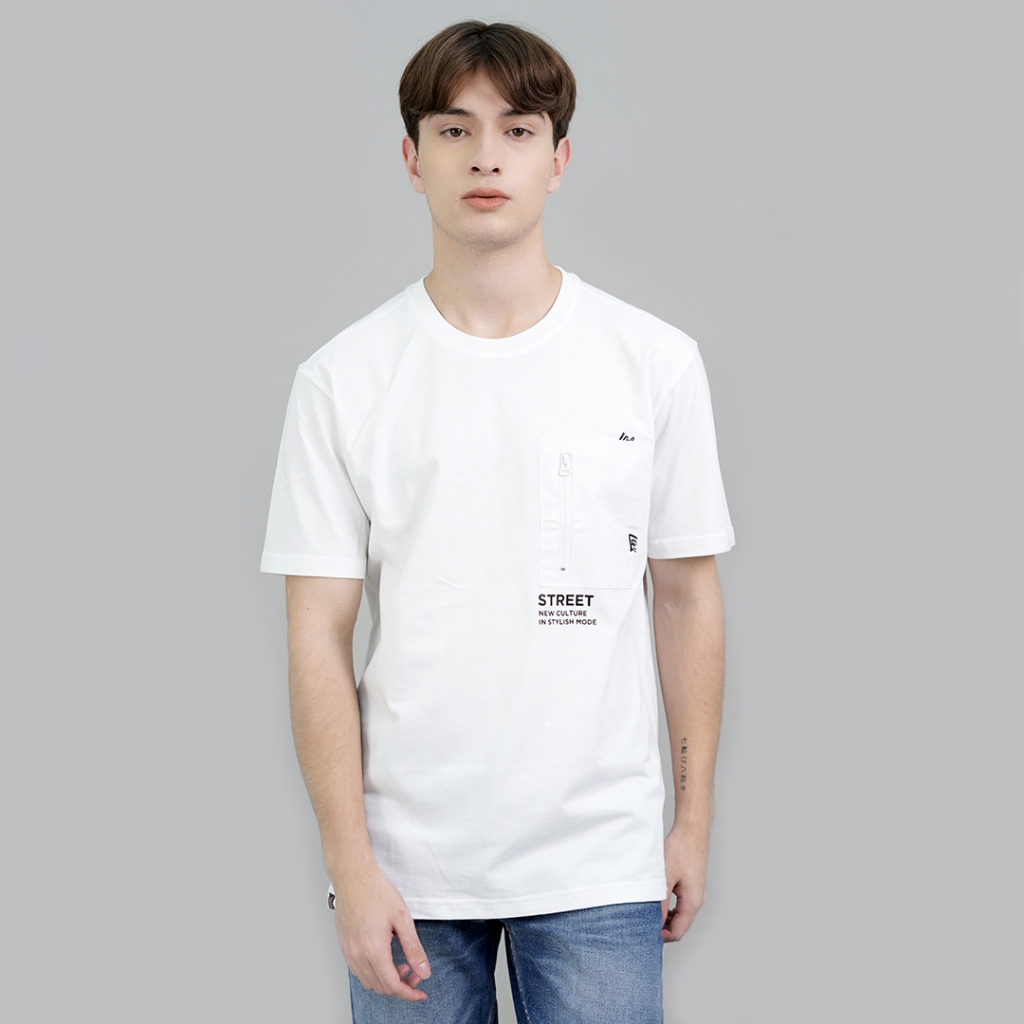 LGS Street - Kaos Casual Pria Lengan Pendek Motif Polos Warna Putih Reguler Fit - ST.36.H097.001.C