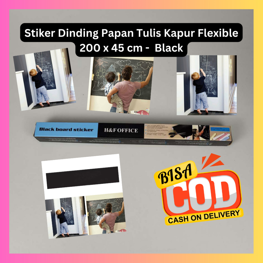 

Stiker Dinding Papan Tulis Kapur Flexible 200 x 45 cm - Black