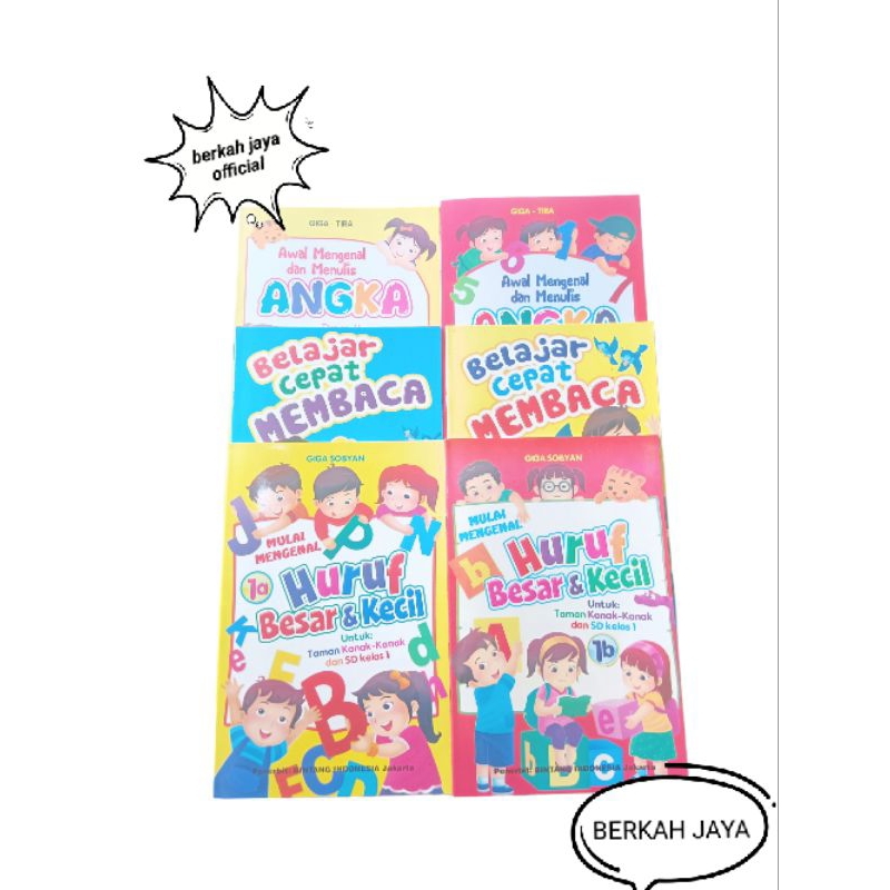 

PAKET 6 BUKU BELAJAR MENULIS ANGKA 1A&1B MEMBACA 1A&1B HURUF BESAR DAN KECIL.1A&1B