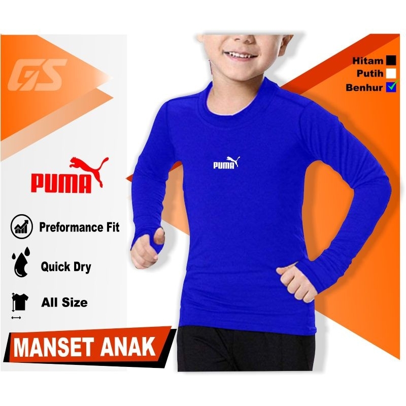 Manset Baselayer anak - baju manset anak sepak bola futsal voli badminton warna biru