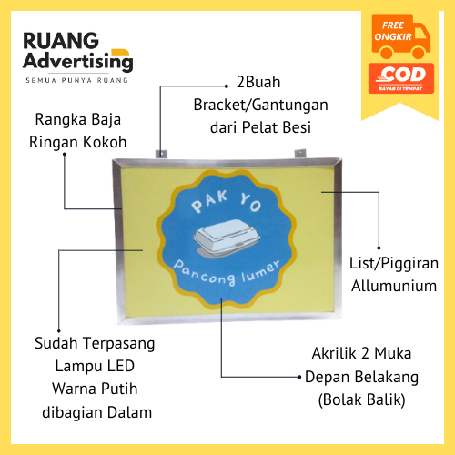 [BISA TAMBAH NAMA][BISA TAMBAH GAMBAR][BISA COD] NEON BOX AKRILIK DUA SISI | NEON BOX PAPAN NAMA USA