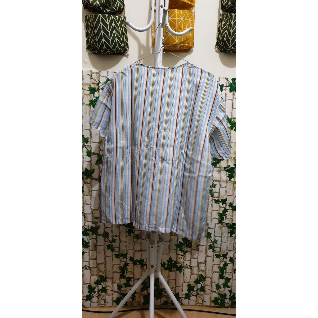Kemeja wanita garis-garis biru -made in korea