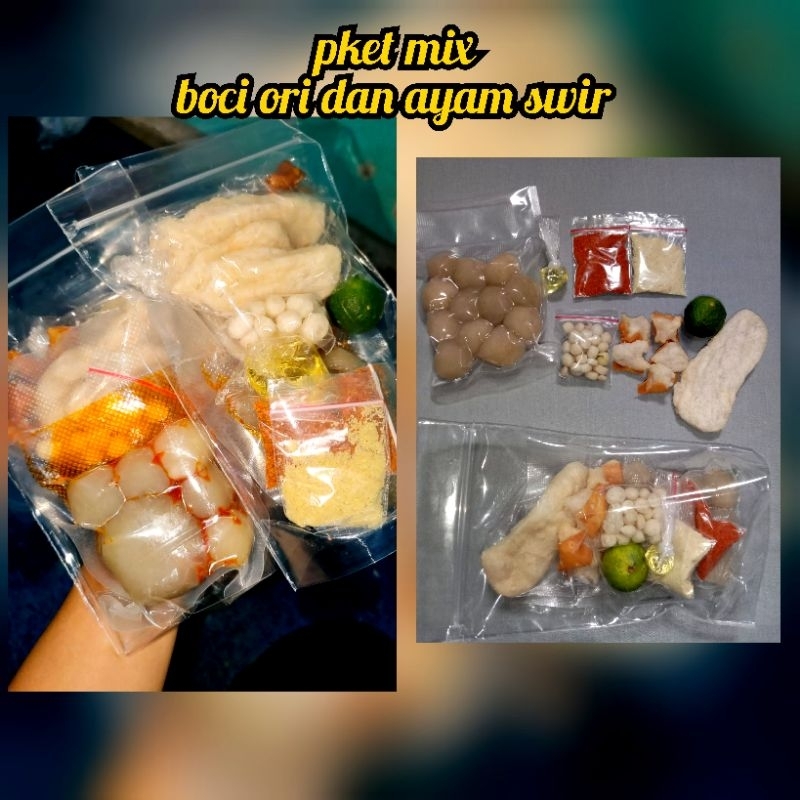 

pket mix 8 pcs boci ori dan ayam swir