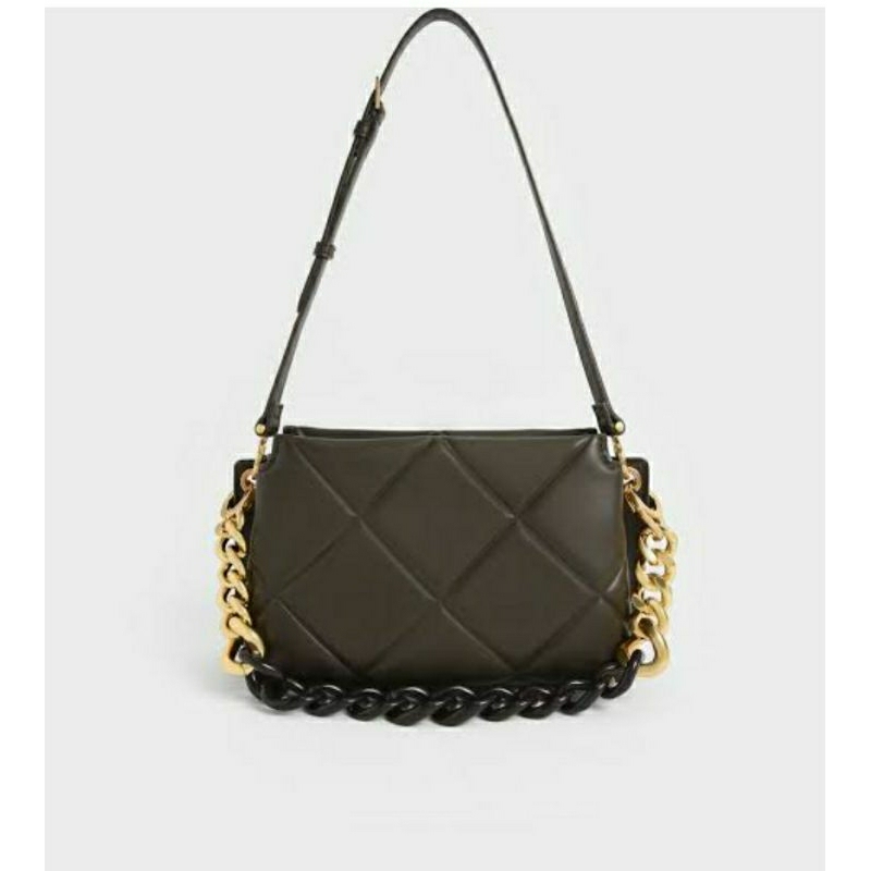 Charles and Keith Chunky tas coklat (ada kelupas bagian dalam)