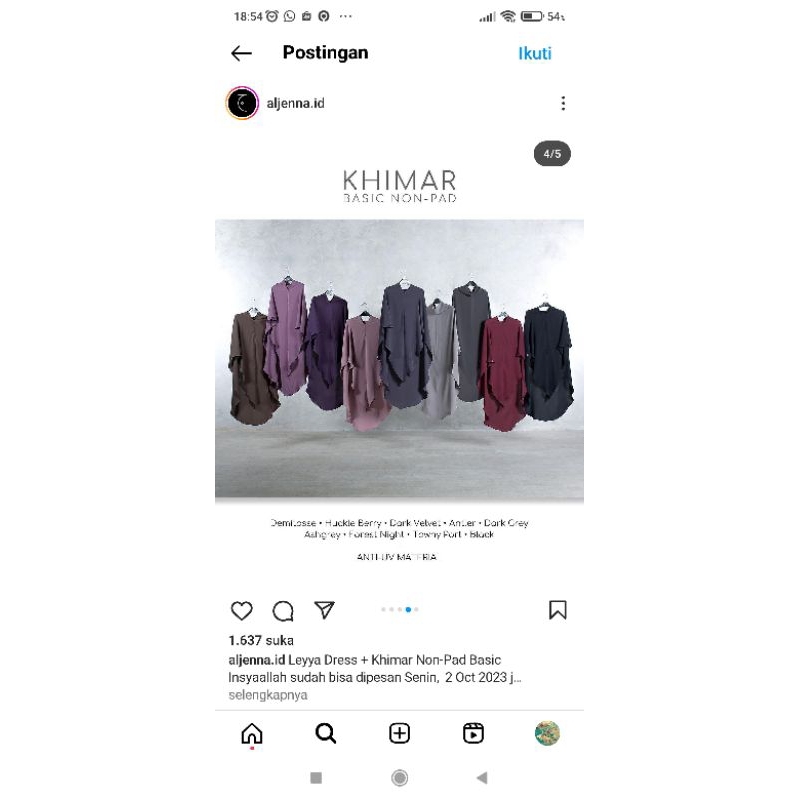 NWT Khimar Non Pad aljenna