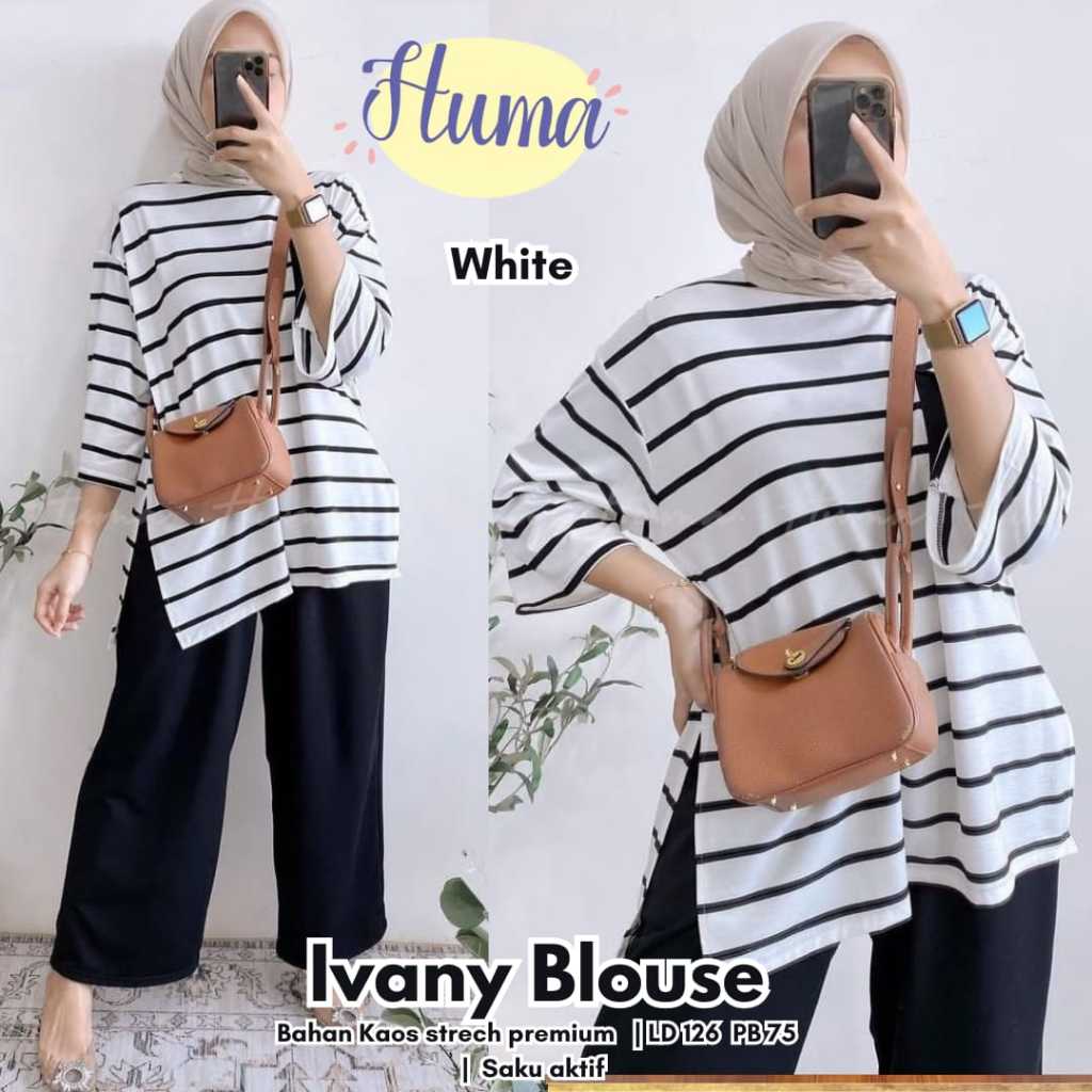 BLOUSE WANITA JUMBO MOTIF GARIS GARIS KEKINIAN PAKAIAN WANITA WANITA BAJU ATASAN JUMBO BLOUSE SALUR 