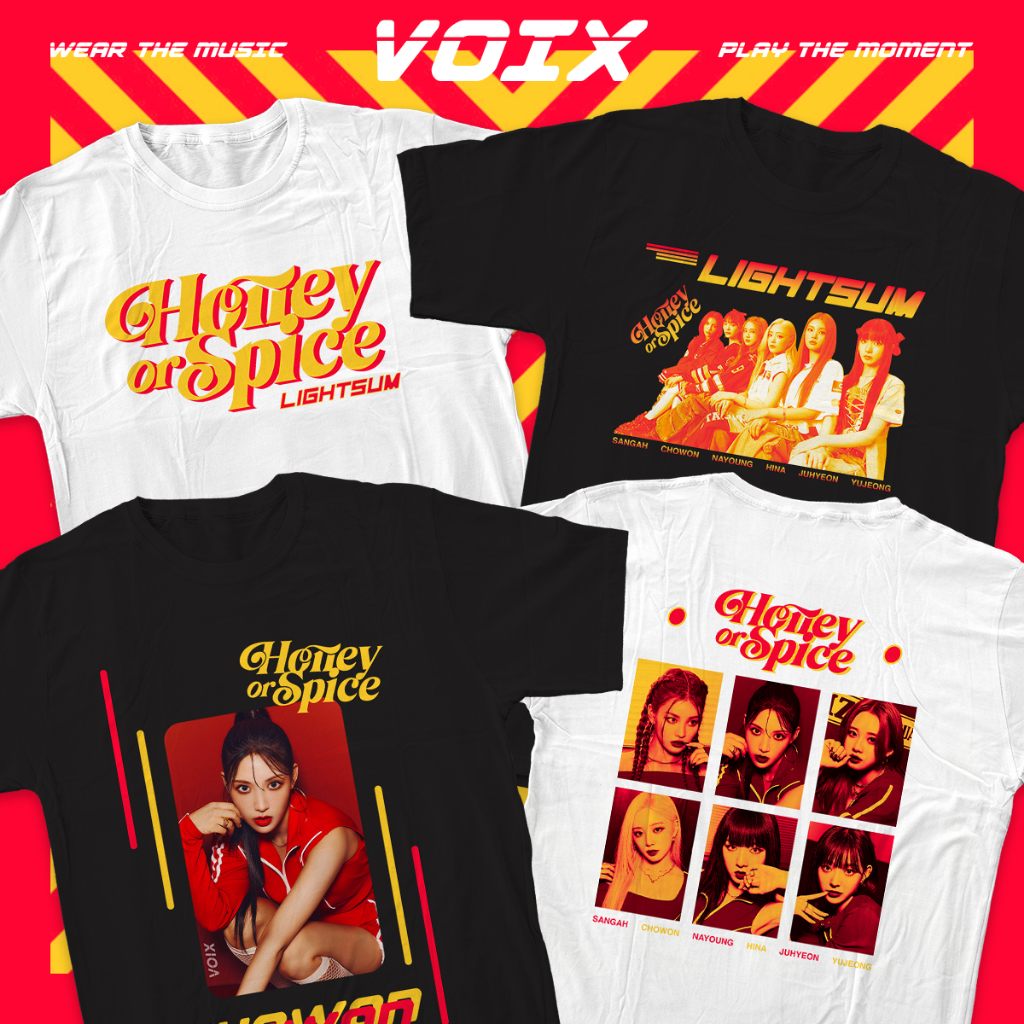 Kaos Kpop LIGHTSUM "Honey Or Spice" Tee - Sangah, Chowon, Nayoung, Hina, Juhyeon, Yujeong