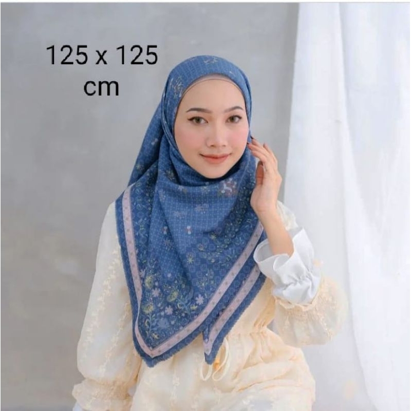 SALE HIJAB / SYARI TARISAA BIRU / COD / KERUDUNG VOAL MOTIF / SEGI EMPAT VOAL / JILBAB TERBARU / LAS