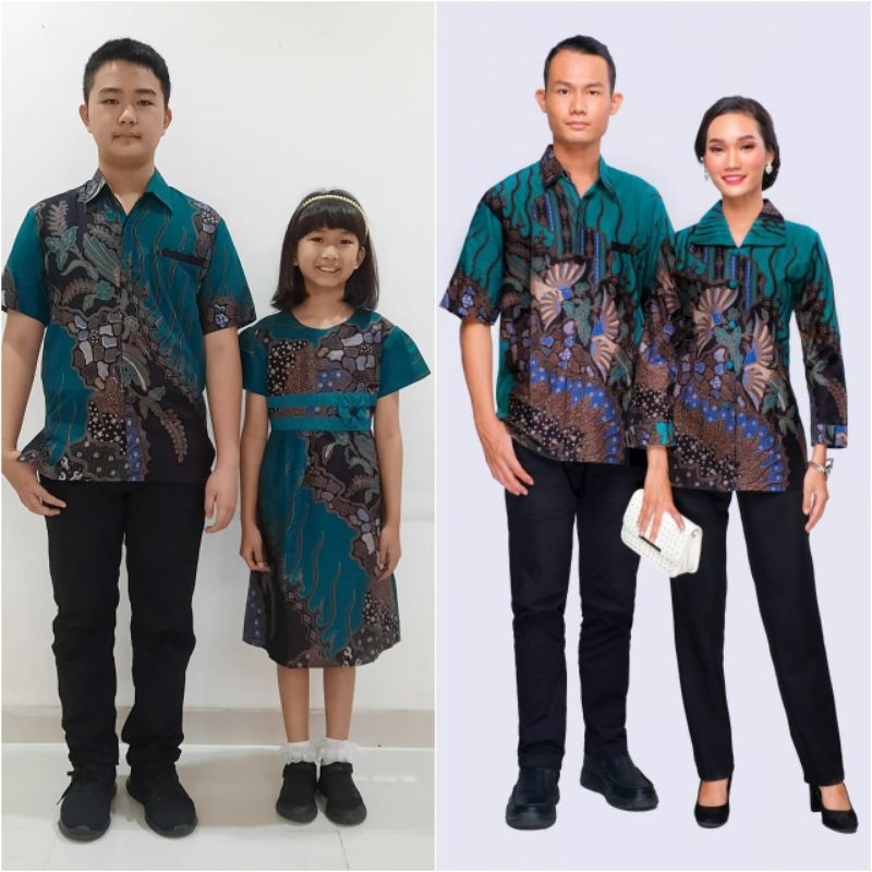 Batik Cauple Keluarga Blus (Atasan) Keris Toska