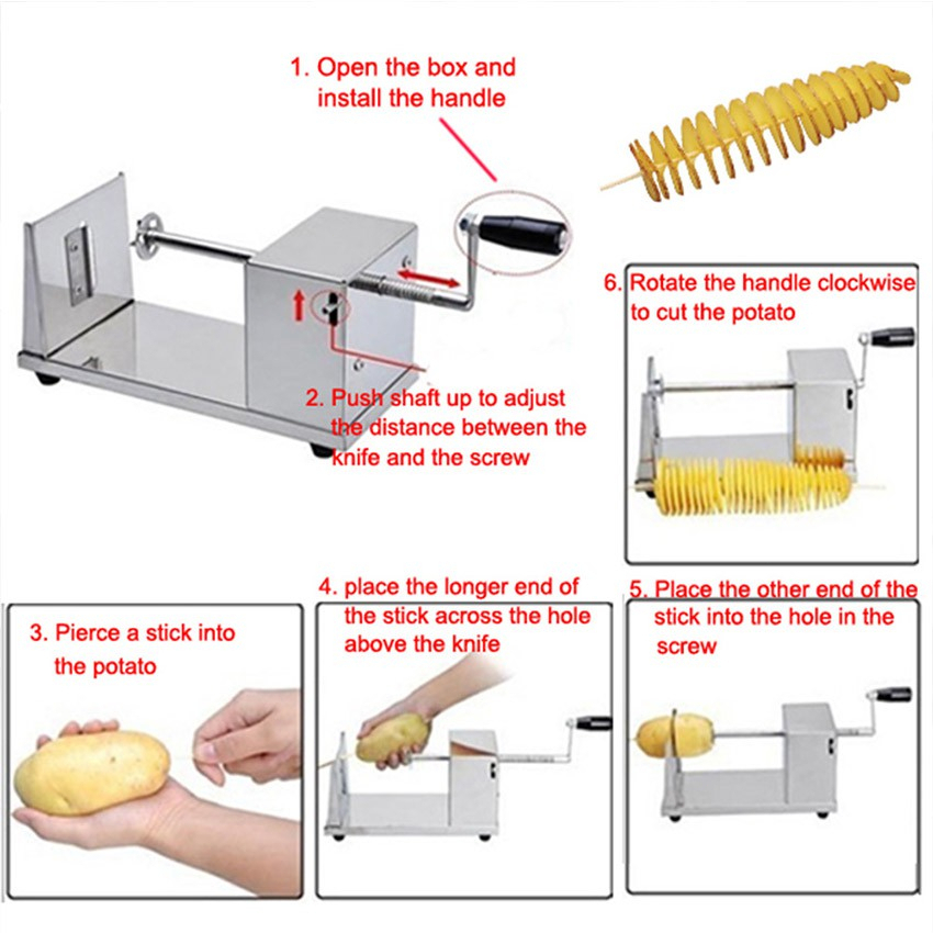Mesin Keripik Kentang Tornado Mesin Keripik Kentang Spiral Berputar Mesin Pemotong Kentang Manual