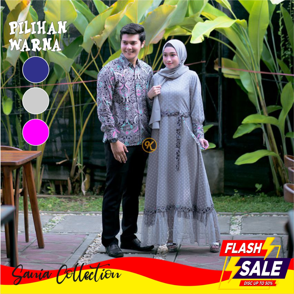 Baju Couple Pasangan Terbaru 2024 Batik Gamis Kebaya Kapel Keluarga Suami Istri Batik Kondangan
