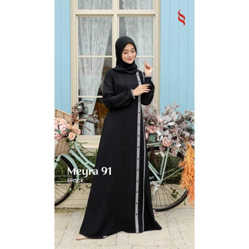 meyra 91 black/gamis hitam polos/gamis hitam seply