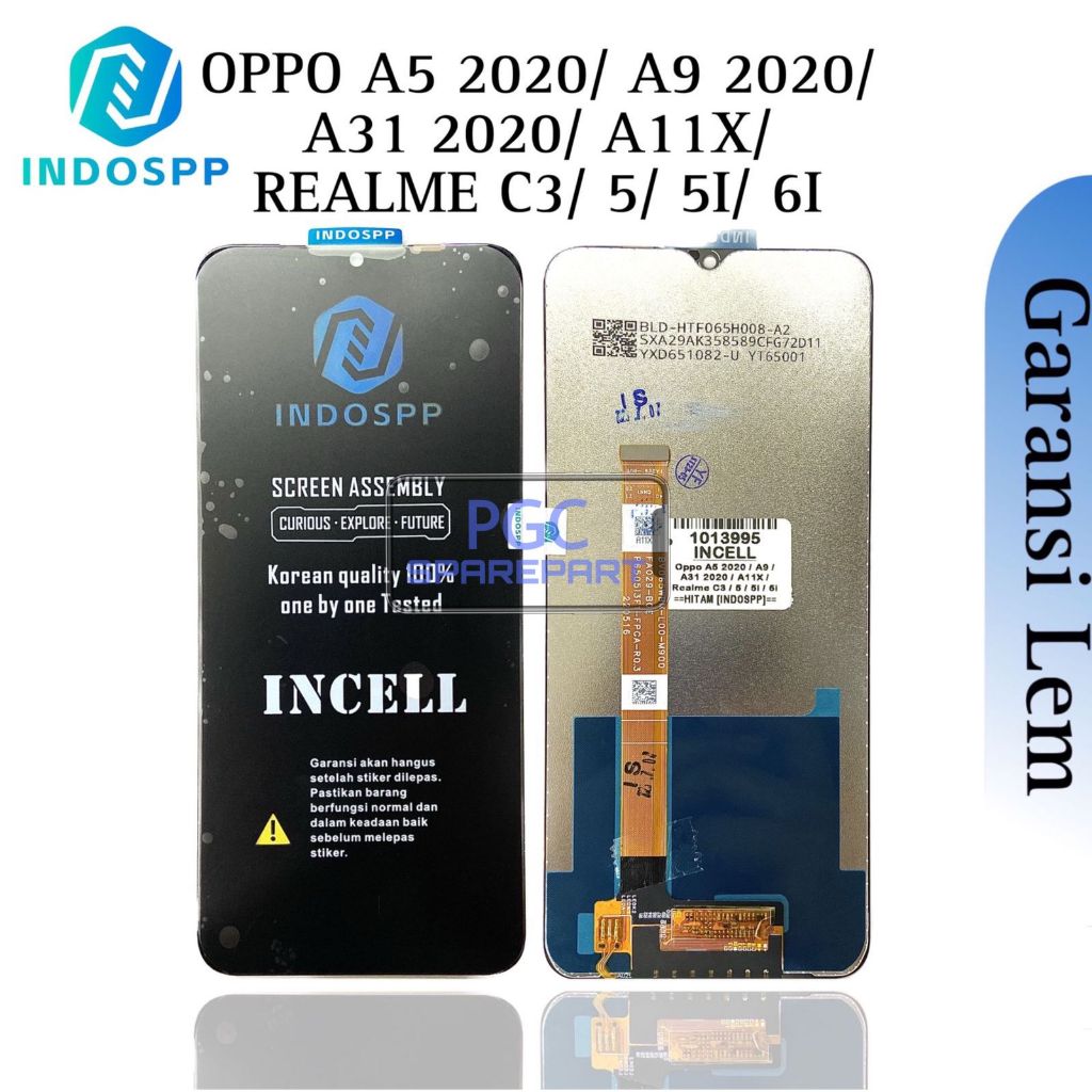 INCELL INDOSPP - LCD Touchscreen Fullset Oppo A5 2020 / CPH1931/ A9 2020 / A11X / CPH1937 / A31 2020 / CPH2015 / Realme 5 / RMX1911 / 5i / RMX2030 / 5S / RMX1925 / 6i / RMX2040 - GARANSI LEM